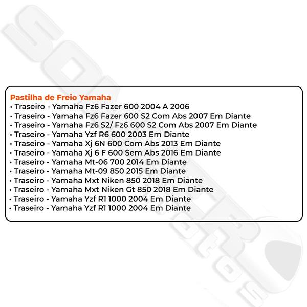 Imagem de Pastilha De Freio Traseiro Honda Xre 300 Com Abs/ Cb 300 Com Abs/ Cb 600 Hornet Com Abs/ Mt 06/ Mt 09 T-Mac