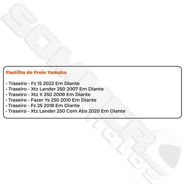 Imagem de Pastilha De Freio Traseiro Xtz Lander 250-X/ Fazer 250/ Yamaha Fz 15 150/ Fz 25 250 T-Mac