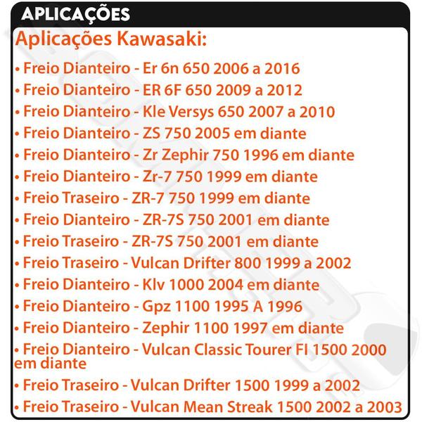 Imagem de Pastilha Freio Diant Er-6N 650 06-16/Er-6F 650 09-12/ Zs 750/ Versys 650 07-10/ Zephir 750/ Zr-7 750/ Gs 500/ V-Strom 65