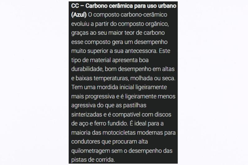 Imagem de Pastilha Freio Dianteira Brembo Uso Urbano Ceramica Carbo