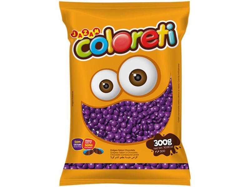 Imagem de Pastilhas Chocolate Coloreti Mini Lilás Pacote 300g