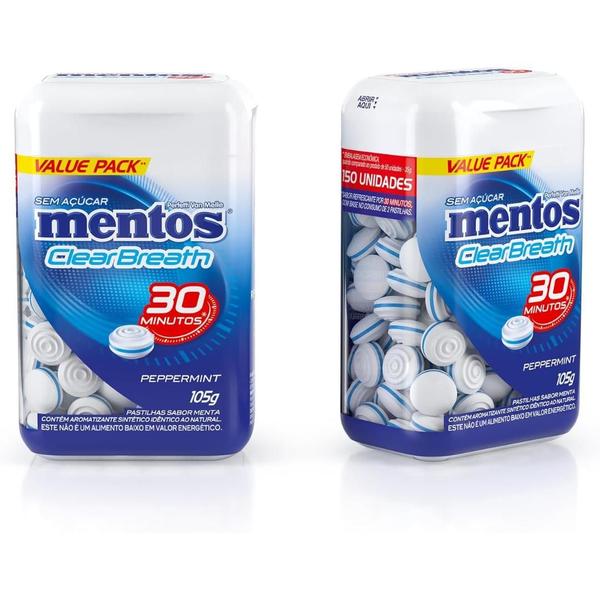 Imagem de Pastilhas Mentos sem açúcar pote com 150 unidades Peppermint