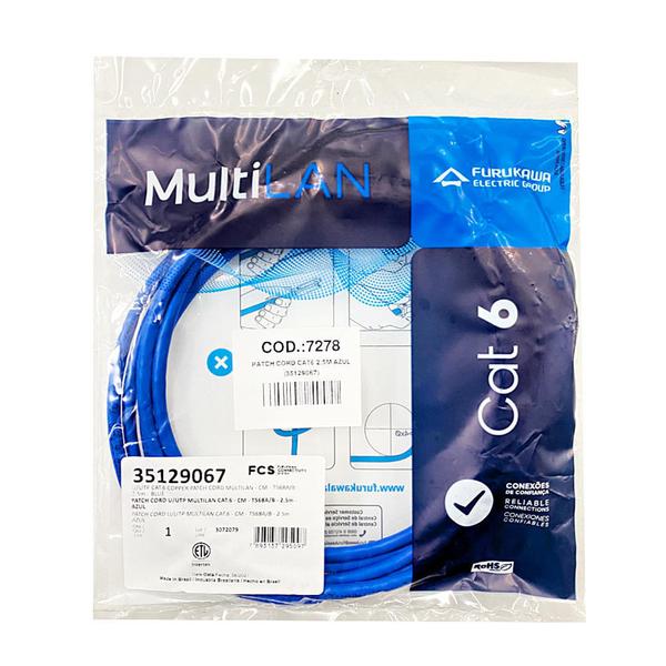 Imagem de Patch cord furukawa multilan cat6 azul 2,5m ( 35129067