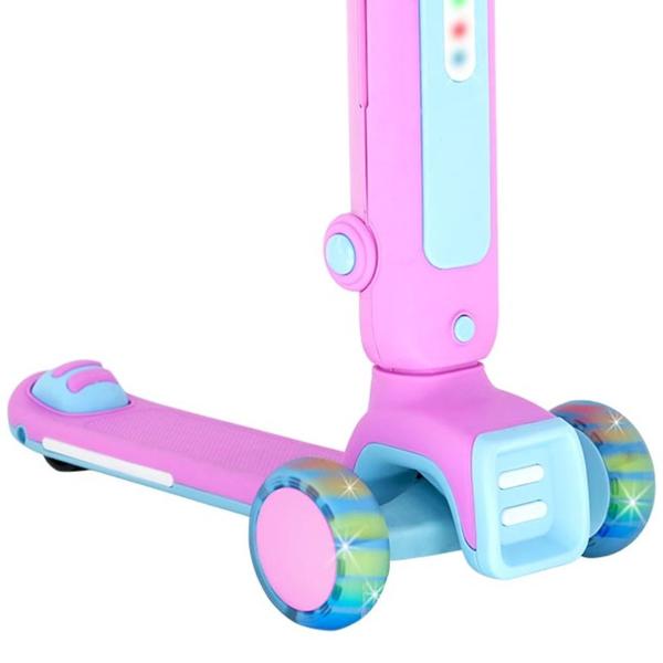 Imagem de Patinete 2 em 1 Radical Infantil 3 Rodas em Pé ou Sentado Com Luz Som DM Toys DMR6936 Rosa