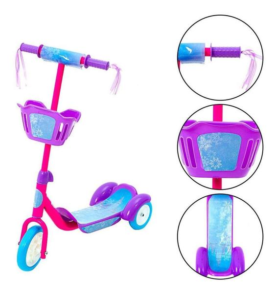 Imagem de Patinete 3 Rodas Com Cesto Infantil Rosa Menina - Bbr Toys