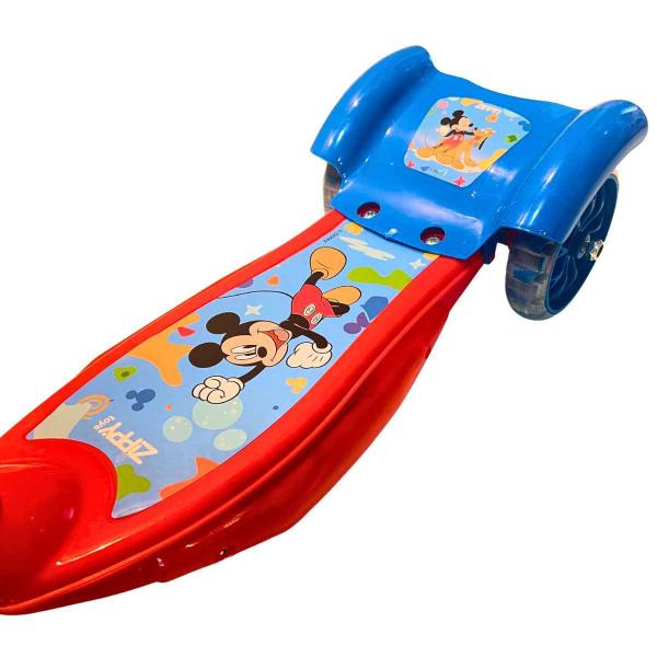 Imagem de Patinete 3 Rodas Infantil Mickey Minnie Original Disney  Zippy Toys  Com Cesto Luz Led Música