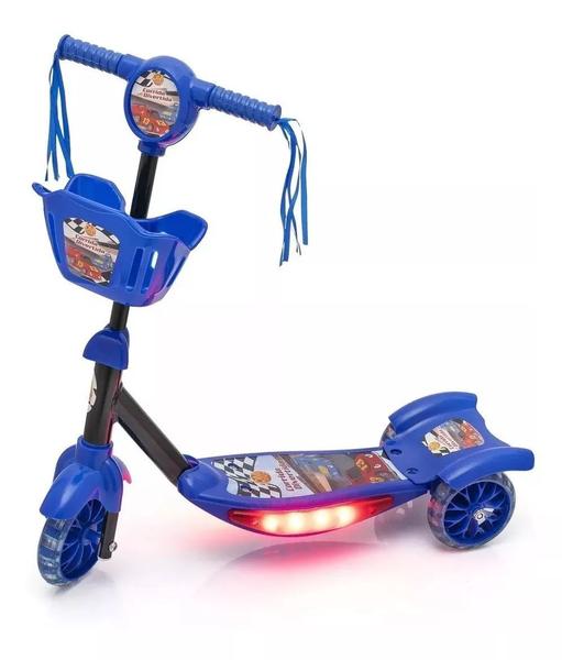 Imagem de Patinete 3 Rodas Infantil Musical Com Luzes E Cesta Azul