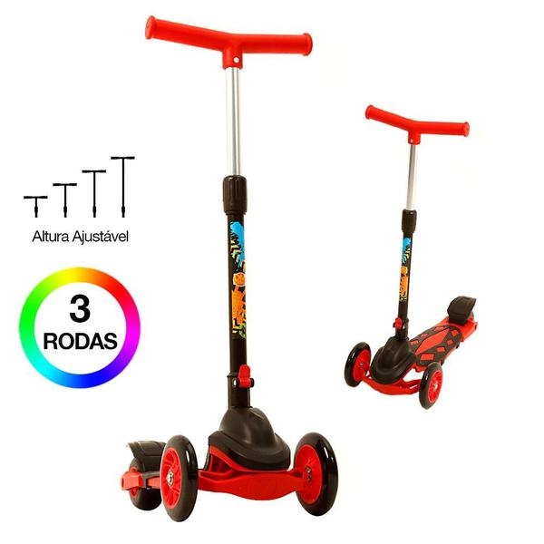 Imagem de Patinete 3 Rodas Infantil Vermelho com Ajuste de Altura