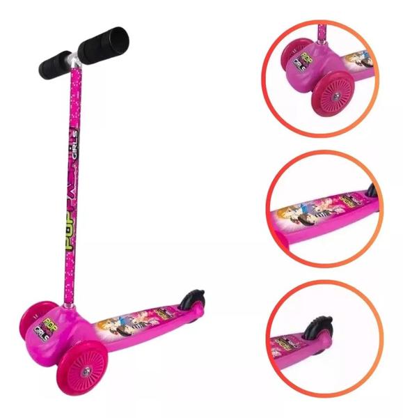 Imagem de Patinete 3 Rodas Skatenet Menina Rosa Até 50 Kg