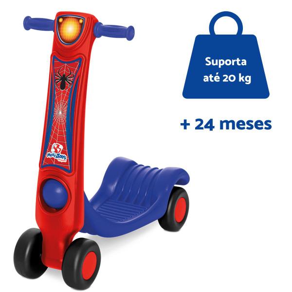 Imagem de Patinete 4 rodas Menino Homem Aranha Infantil Mercotoys Presente Criança 2 3 4 anos Rodinhas