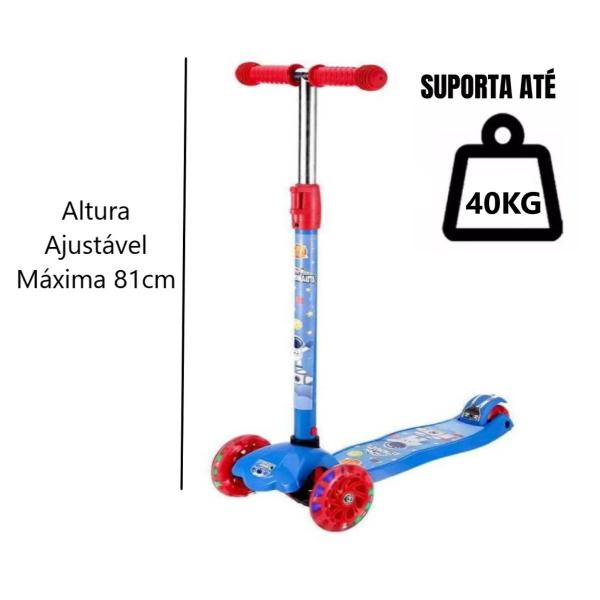 Imagem de Patinete Astronauta Foguete Azul Até 40kg Altura Ajustavel