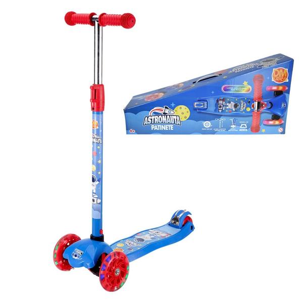 Imagem de Patinete Astronauta Radical Trinete 3 Rodas Infantil com Luzes Led DM Toys DMR6866 Azul