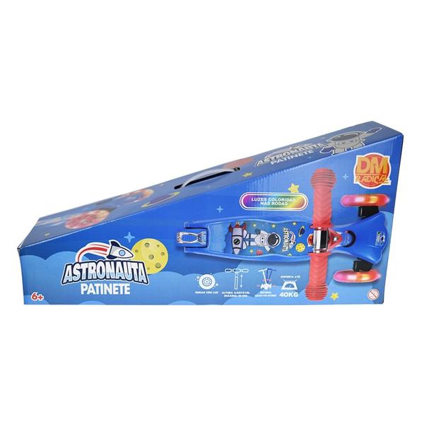 Imagem de Patinete Astronauta Radical Trinete 3 Rodas Infantil com Luzes Led DM Toys DMR6866 Azul