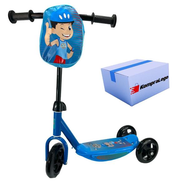 Imagem de Patinete Azul Infantil 3 Rodas Menino Mochila Masculino