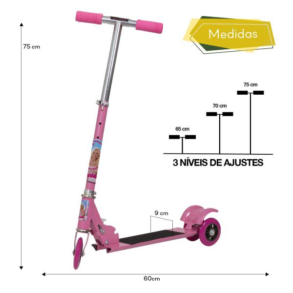 Imagem de Patinete Barbie Criança Menina Ajustável Suporta Até 50kg