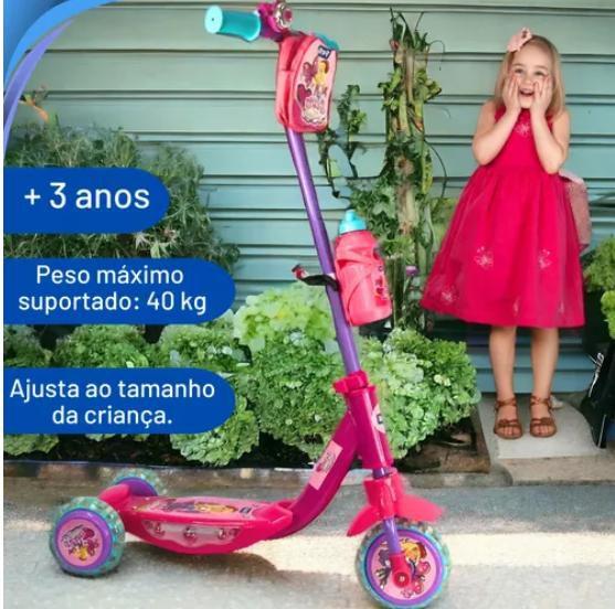 Imagem de Patinete Brinquedo Infantil com Garrafinha e Bolsa com Luzes 3 Rodinhas e Ajuste o Tamanho do Guidão Unissex Meni