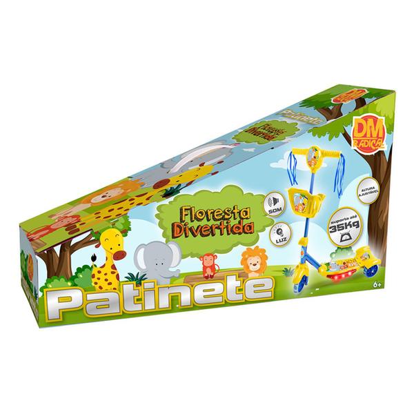 Imagem de Patinete Com Cesta Floresta Divertida Amarelo - Dm Toys