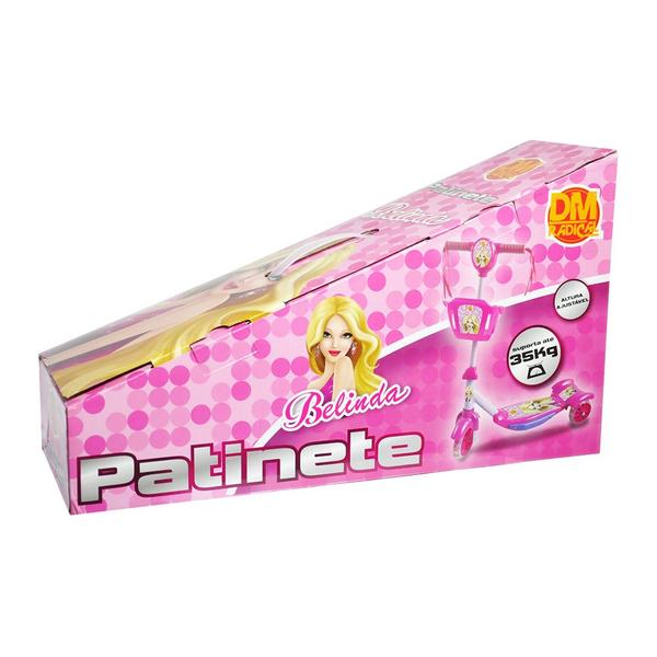 Imagem de Patinete com Cesta Infantil 3 Rodas Menina Radical Belinda C/ Luz e Som DM Toys DMR5027