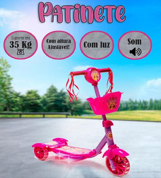 Imagem de Patinete Com Cesta Infantil Criança 5 6 7 8 Anos + Squeeze