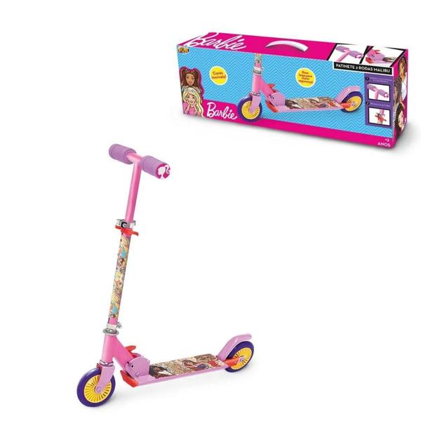 Imagem de Patinete da Barbie 2 Rodas c/ Freio e Antiderrapante 3+ Fun