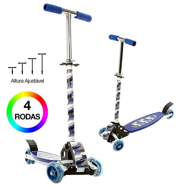 Imagem de Patinete de Menino Brinquedo 4 Rodas Azul C Ajuste de Altura