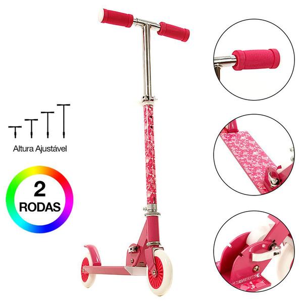 Imagem de Patinete de Metal Infantil para Meninas Cor de Rosa 2 Rodas