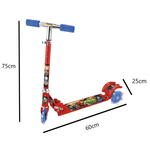 Imagem de Patinete Dobrável Avengers Infantil 3 Rodas C/Led Até 60Kg