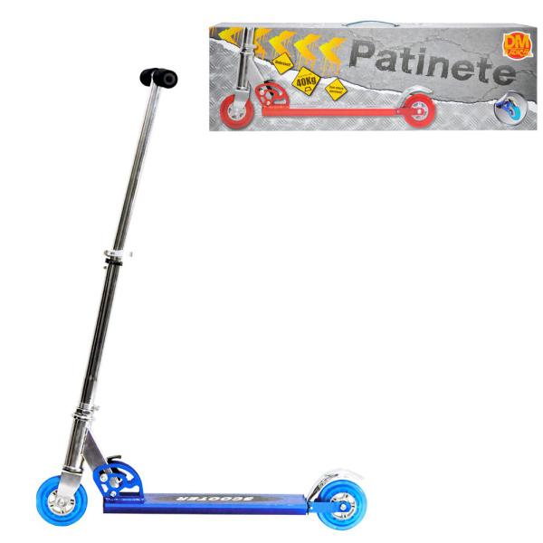 Imagem de Patinete Dobrável Resistente Até 40Kg Azul Dm Toys + Squeeze