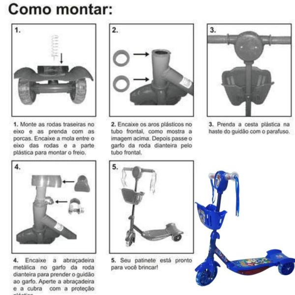 Imagem de Patinete Infantil 03 Roda Cesta,Musica,Luz Personagem:Sonic