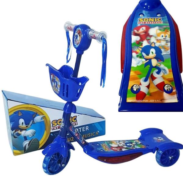 Imagem de Patinete Infantil 03 Roda Cesta,Musica,Luz Personagem:Sonic