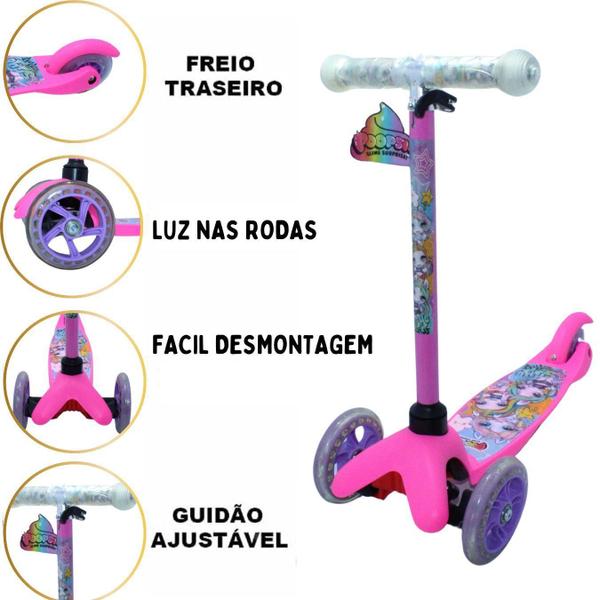 Imagem de Patinete Infantil 3 Rodas Ajustavel Mod:Unicornio+Proteçao