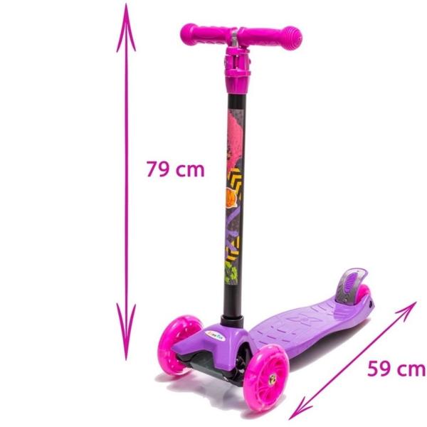 Imagem de Patinete Infantil 3 Rodas Alumínio Roda C/ Luz 40kg Lilas - Wellmix  REF: WB10382