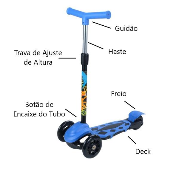 Imagem de Patinete Infantil 3 Rodas Azul Masculino Feminino Dm Toys