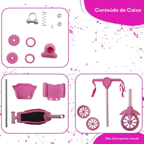 Imagem de Patinete Infantil 3 Rodas Barbie Com Led Musica Cestinha