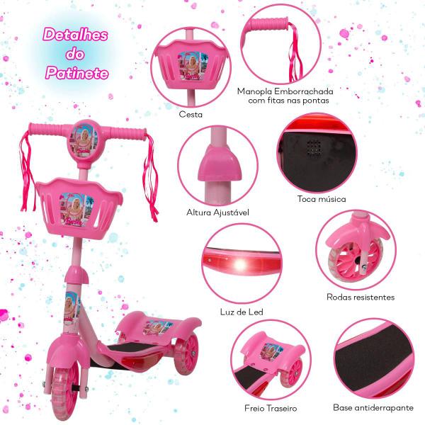 Imagem de Patinete Infantil 3 Rodas Barbie Filme Musica Envio Imediato