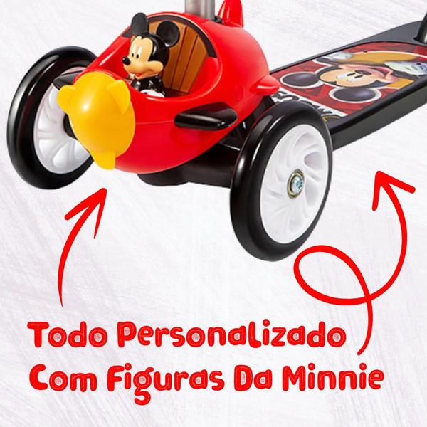 Imagem de Patinete Infantil 3 Rodas Birnquedo Criança Original Oficial Mickey Disney Avião Voo DivertidoMenino 