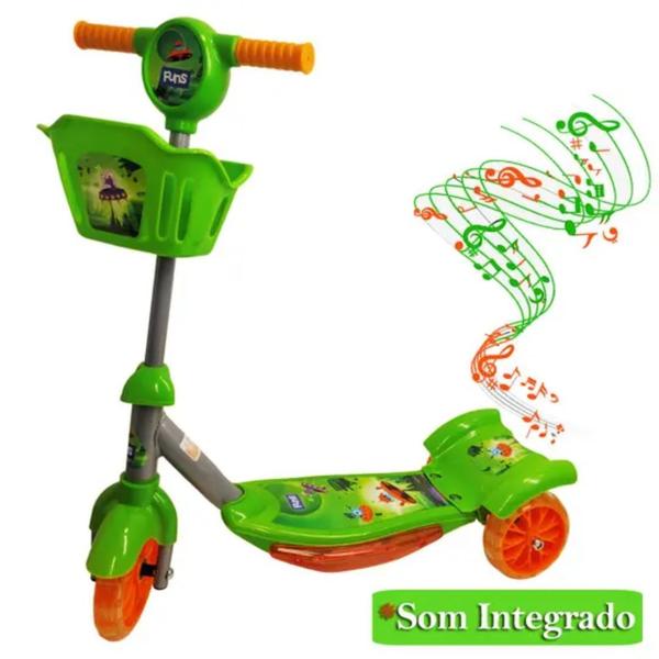 Imagem de Patinete Infantil 3 Rodas C/Cesta Luz e Som Alien Wellmix