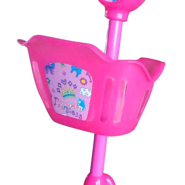 Imagem de Patinete Infantil 3 Rodas Cesta e Luzes Rosa BW010 Importway