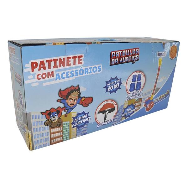 Imagem de Patinete infantil 3 rodas com acessórios patrulha da justiça com luz