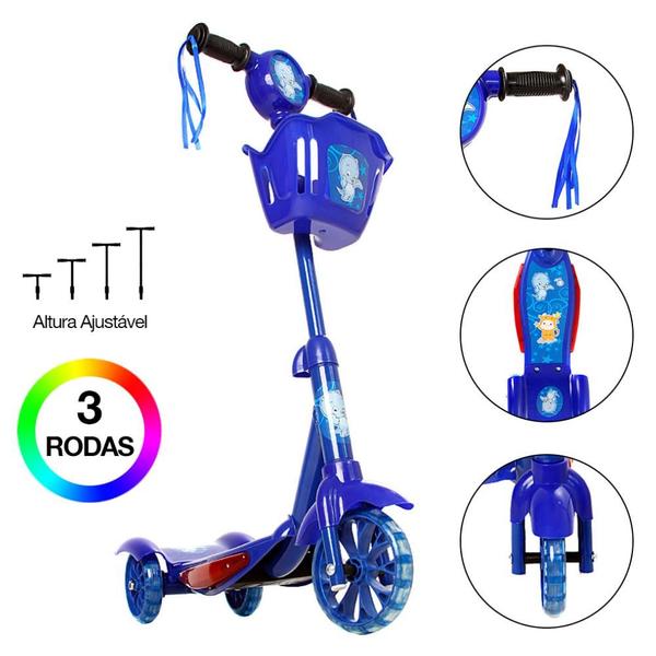 Imagem de Patinete Infantil 3 Rodas com Led e Som Azul Art Brink