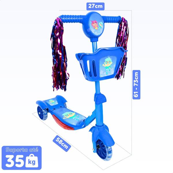 Imagem de Patinete Infantil 3 Rodas com Led Som e Cesta Menino Menina