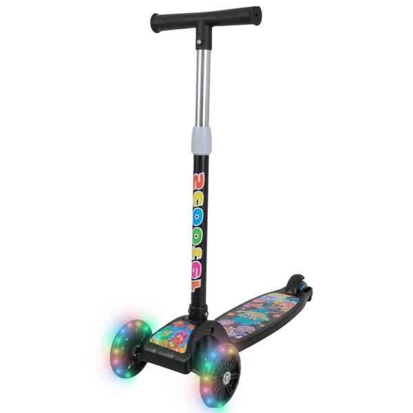 Patinete infantil 3 rodas com luzes led dobrável e ajustável menino menina - ATENTU