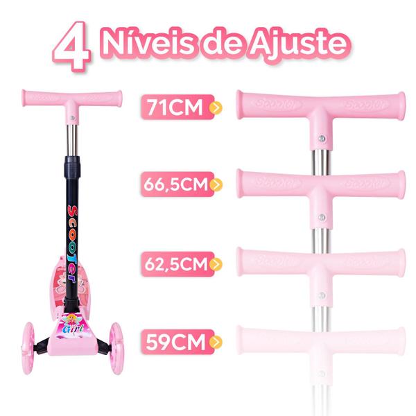 Imagem de Patinete Infantil 3 Rodas De Led Dobrável Scooter Crianças 