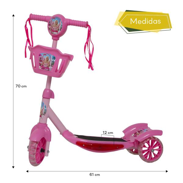 Imagem de Patinete Infantil 3 Rodas Feminino Barbie Radical Com Led