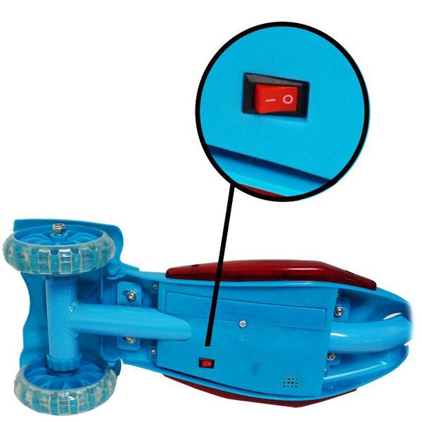 Imagem de Patinete Infantil 3 Rodas Gel Musical Cesta Luzes Masculino Menino Azul Importway BW-010-AZ