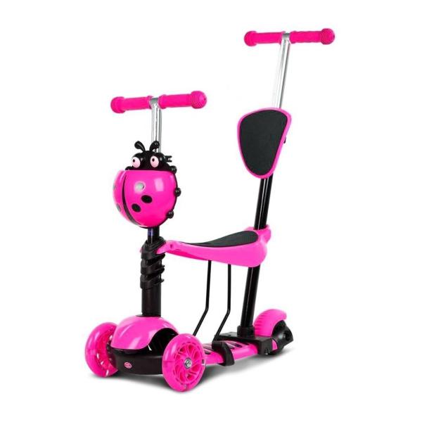 Imagem de Patinete Infantil 3 Rodas Importway 3 Em 1 Rosa Com Banco