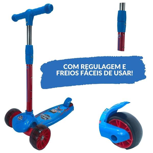 Imagem de  Patinete Infantil 3 Rodas Menino Masculino Azul Luz Led Inf