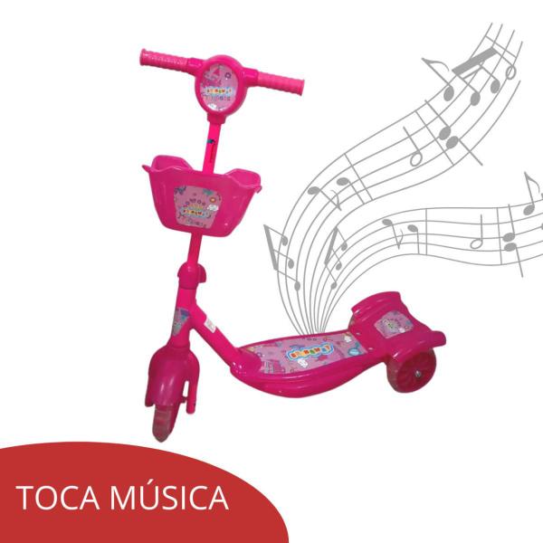 Imagem de Patinete Infantil 3 Rodas Musical Luzes Cesta Importway Rosa