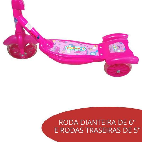 Imagem de Patinete Infantil 3 Rodas Musical Luzes Cesta Rosa Importway