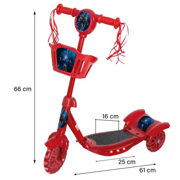 Imagem de Patinete Infantil 3 Rodas Thor Cestinha Divertido Toys 2u